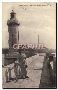 Old Postcard Marseille Lighthouse St. Mary