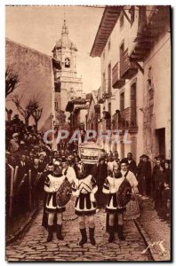 Old Postcard Hondarribia Curious processions in the streets of Hondarribia