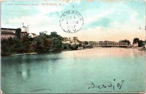 Postcard NJ Paterson Along the Passaic River Bridge Pub. F.G. Temme Co 1907 V210