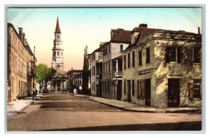 Church Street View South Charleston SC UNP Handcolored Albertype  Postcard U21