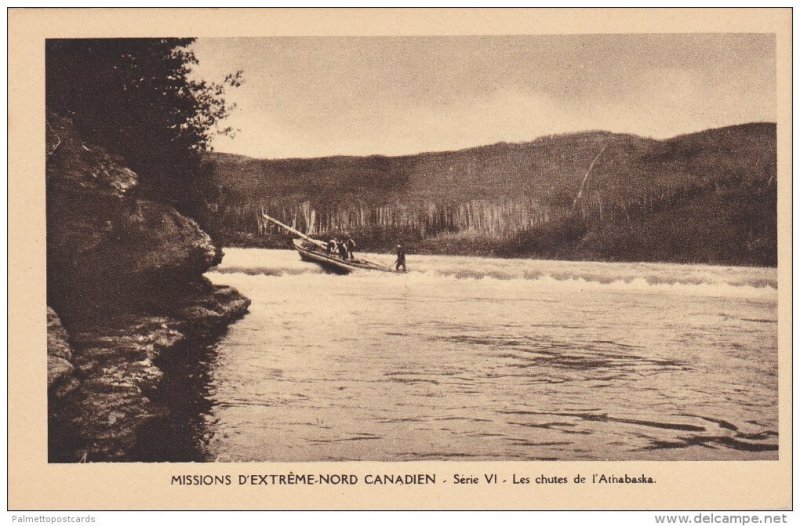 Catholic Missionaries Navigating Les Chutes de l'Arthabaska in Boat, Northwes...