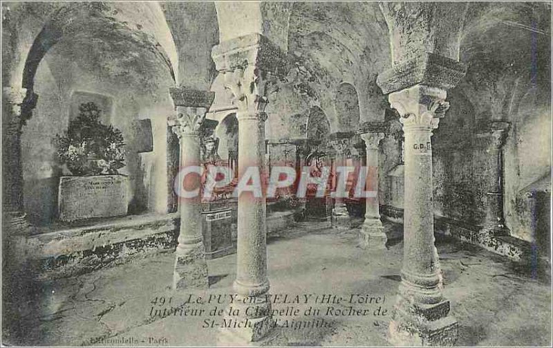 Old Postcard Le Puy en Velay (Haute Loire) Interior of St Michael Rock Chapel