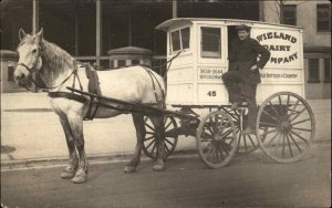 Chicago? Horse Drawn Wieland Dairy Co Wagon c1915 Real Photo Postcard