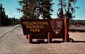 Yellowstone National Park Welcome Sign Roadside Marker 1966