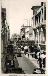 Lima Peru Jiron de la Union Street & Signs Real Photo Postcard