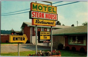 Steak House Motel and Restaurant, Rocky Mount VA Vintage Postcard P21