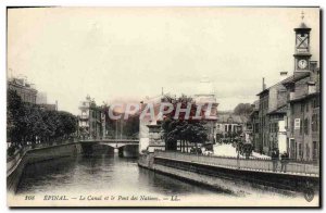 Old Postcard Epinal Canal and the Bridge of Nations