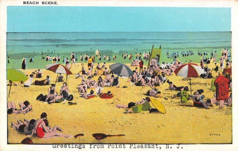 Point Pleasant  New Jersey Beach Scene Greetings Vintage Postcard AA49335