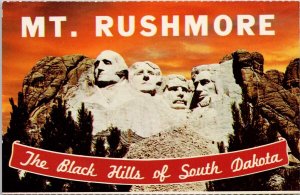 Mount Rushmore South Dakota SD Black Hills Mt Rushmore Orange Postcard H44