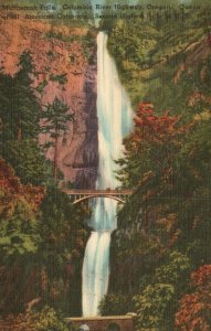 Vintage Postcard 1958 Multnomah Falls Highest Falls In The US Waterfall Oregon