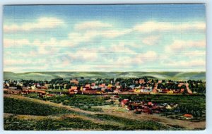 KEMMERER, Wyoming WY ~ Panoramic BIRDSEYE Lincoln County 1940s Linen Postcard