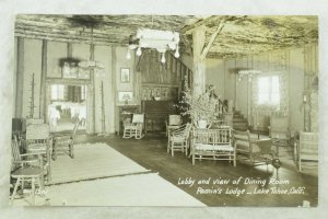 C.1910 RPPC Lobby of Pomin's Lodge, Lake Tahoe, Calif. Vintage Postcard P99