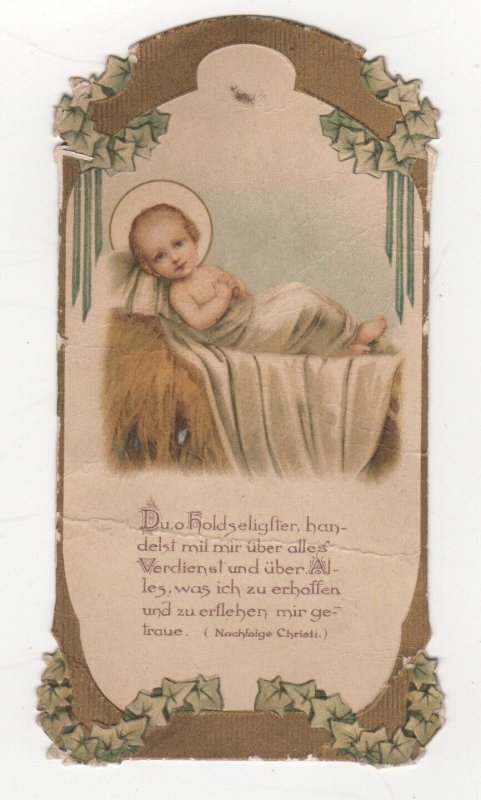 German  Printer Advertising Card - Religious Saying with Picture of Baby Jesus