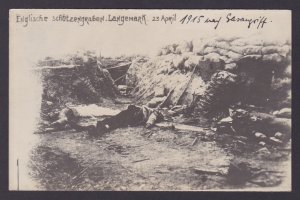 GERMANY, Vintage postcard, English trench, Langemark, April 23, 1915