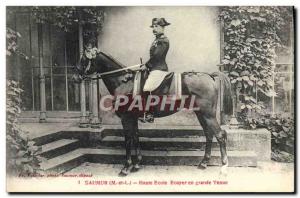 Old Postcard Horse Equestrian Ecuyer Saumur High School in full dress