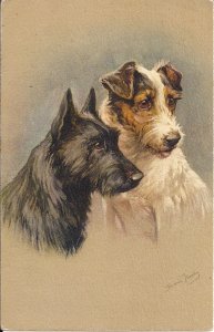 Two Beautiful Dogs, Animals, Female Artist Signed 1910-1915