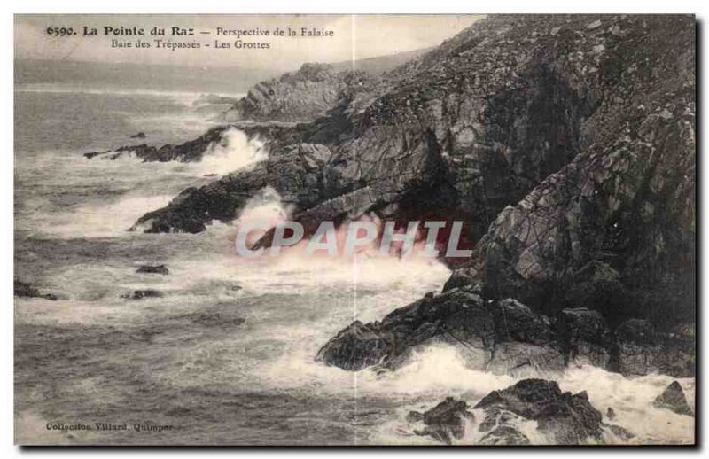 Old Postcard The Pointe du Raz Prespective the dead of Cliff Bay Caves