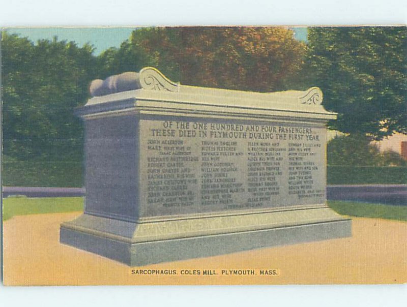 Linen MONUMENT SCENE Plymouth - Near Brockton Massachusetts MA AE7656