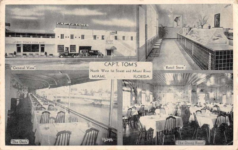 Miami Florida Capt. Tom's Restaurant Vintage Postcard JF686340