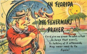 Florida 1940s Fishing Exaggeration Comic Humor Teich #277-F Postcard 21-11055