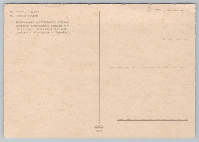 Ship~Queen Emma Princess Beatrix @ Zeeland~Continental Postcard 