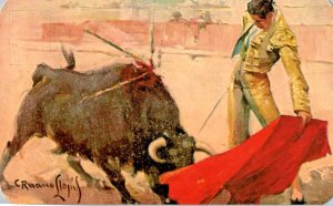 Garza's Natural Pass Postal Mexico Postcard c.1966 Matador Bull Spanish Fight