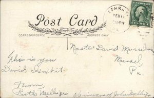 VALENTINE Little Boy Cuts Up Papers c1910 Postcard