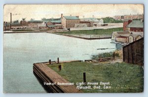 Prescott Ontario Canada Postcard View Of Dominion Light House Depot 1912 Antique