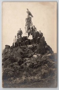 Aviator Monument Germany Fliegerdenkmal Wasserkuppe People RPPC Postcard N21