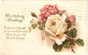 Beautiful roses. Birthday Greeting Message Tuck Art Series PC # 634