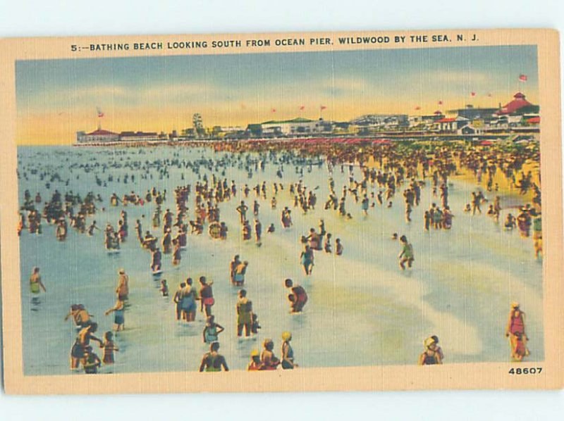 Linen BEACH SCENE Wildwood New Jersey NJ AE9484