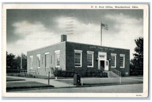 Weatherford Oklahoma Postcard US Post Office Exterior View c1951 Vintage Antique