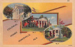 Huntsville Alabama Colonial Homes Multiview Linen Postcard AA53382