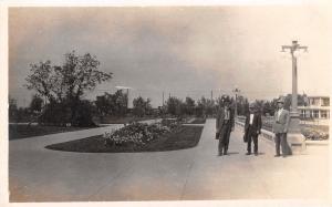 Lethbridge Alberta~3 Businessmen in Public Park~Briefcases~1930 Real Photo~RPPC 