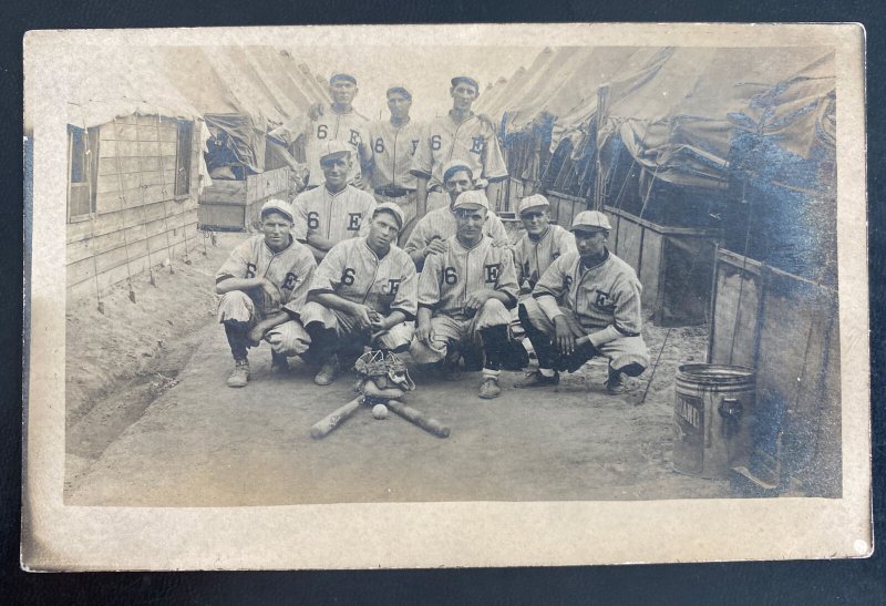 Mint USA Real Picture Postcard Military Base Baseball Team 6E 