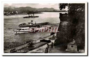 Old Postcard Bonn Rhein Blick aul Siebengebirge Boat