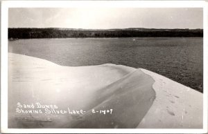 RPPC Sand Dunes Showing Silver Lake Rothbury MI c1950 Postcard V79