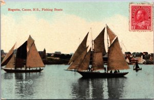 Canada Nova Scotia Canso Regatta Fishing Boats Vintage Postcard C041