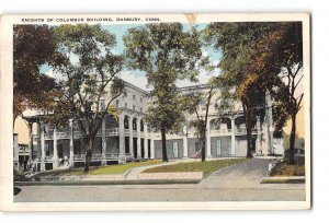 Danbury Connecticut CT Creased Postcard 1915-1930 Knights of Columbus Building