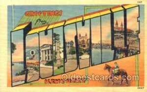 Greetings From louisville, KY, USA Large Letter Town 1954 crease right bottom...