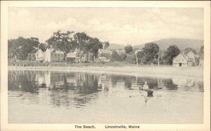 LINCOLNVILLE ME The Beach Person in Rowboat c1910 Postcard