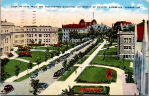 Looking East from Engineering Bldg, University of KS Lawrence c1948 Postcard S74