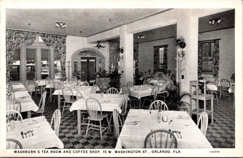 Postcard Washburn's Tea Room and Coffee Shop in Orlando, Florida