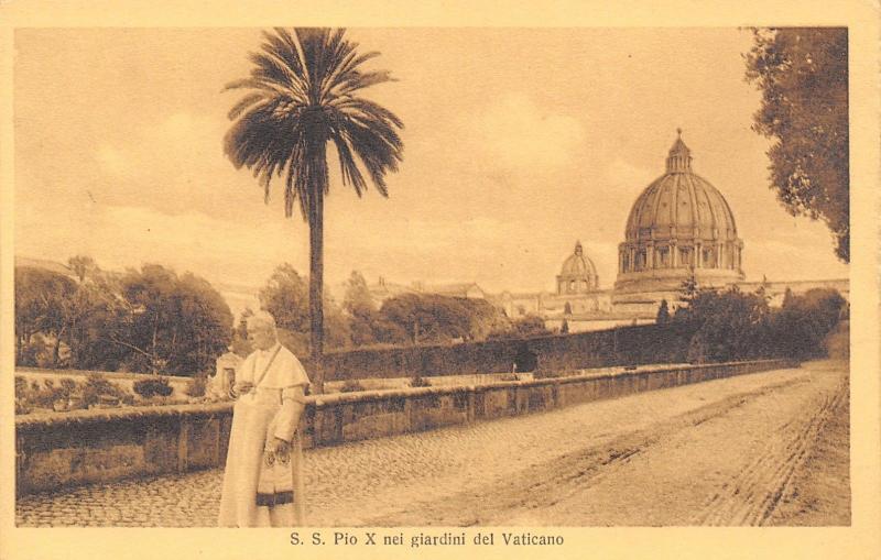 Pope Pius X Walking Along From the Vatican Gardens~Terni, Publisher RPPC c1914