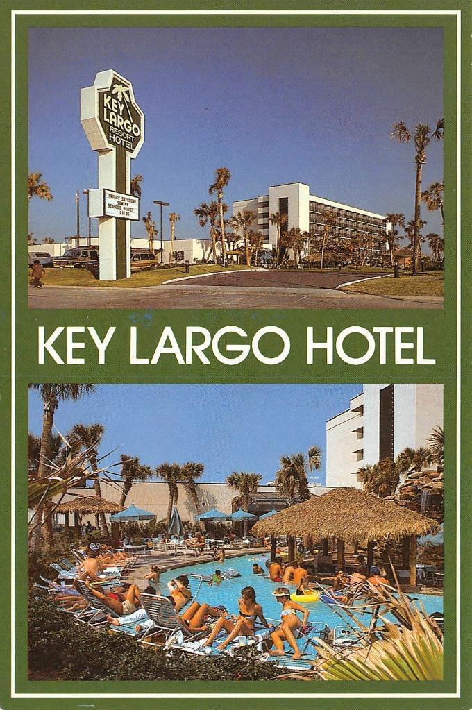 Galveston, TX Texas KEY LARGO HOTEL PoolSwim Up Tiki Bar ROADSIDE 4X6