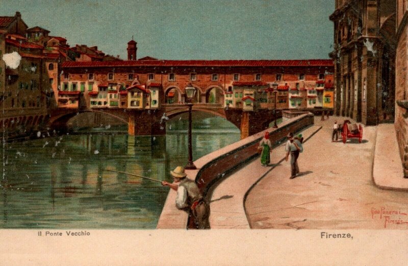 Italy Firenze IL Ponte Vecchio Florence Vintage Postcard 04.20
