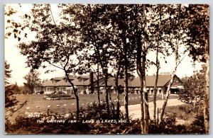 RPPC~Land O Lakes Wisconsin~The Gateway Inn From Afar~Real Photo Vtg Postcard