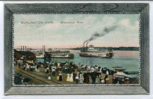 Paddle Steamers Mississippi River Burlington Iowa 1910c postcard