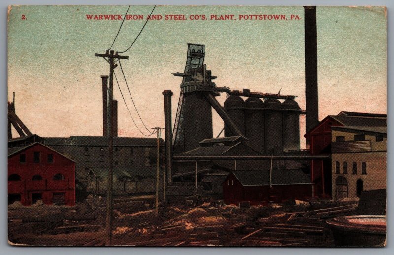1910's Warwick Iron & Steel Company Plant Pottstown Pennsylvania Posted Postcard