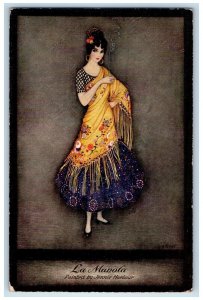 La Manola Early Victorian Painted Jennie Harbour Oilette De Luxe Tuck's Postcard